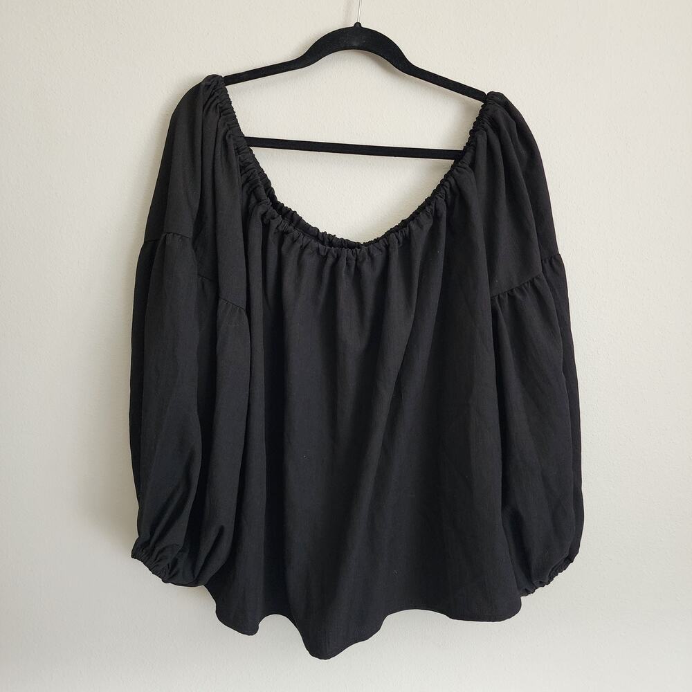 Eloquii Plus Size Black Elastic Long Sleeve Off Shoulder Blouse Size 26/28